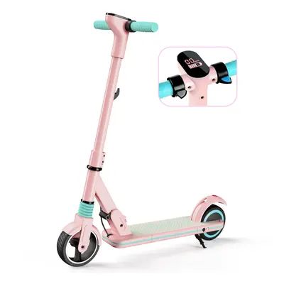 (Pink) Electric Scooter for Kids and Teens, Folding E Scooter, 8KM,130W, LED Display,14km/h,2 Br