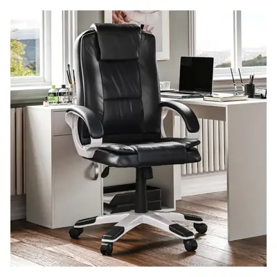 (Black) Charlton Office Chair Faux Leather Padded High Back