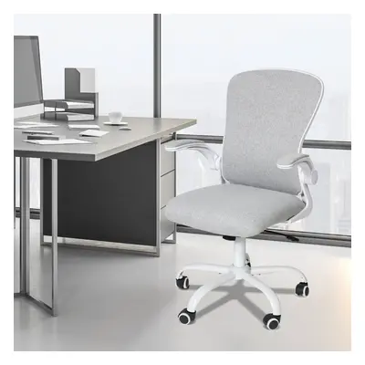 (Grey) Mesh Office Chair Flip-Up Armrest Ergonomic Seat