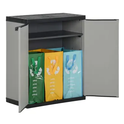 vidaXL Garden Waste Cabinet Grey and Black PP Trash Bin Rubbish Separator Sack