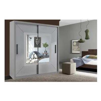 (Grey, 150cm) Venice Sliding Door Mirror Wardrobe with LED