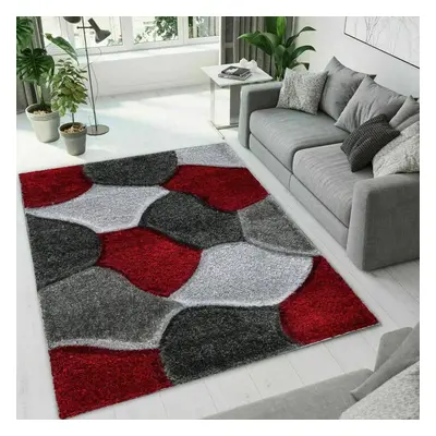 (Red-Grey, x cm ) Modern Shaggy Hallway Runner Living Room PONA Rugs