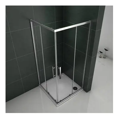 (Size: 800x700mm; Shower Tray: no tray) Corner Entry Shower Enclosure Walk in Sliding Door