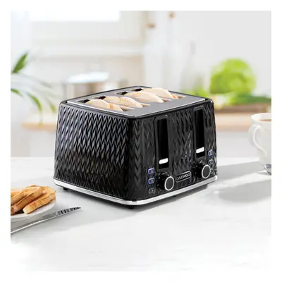 Daewoo Argyle Toaster Slice Double 800W High Lift Reheat Defrost Large Slot Black