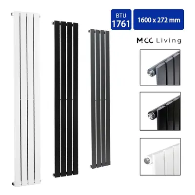 (Grey, 1600x272 mm Single) MCC Radiator Horizontal Vertical Designer Flat Panel Central Heating 