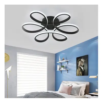 (Black, 74cm-Cool White) Modern LED Ceiling Light Chandelier Lamp Flower Shape