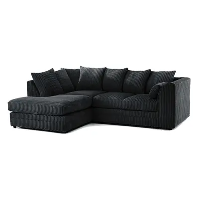 (Black, Left Hand Corner ) Luxor Jumbo Cord Seater Corner Sofa