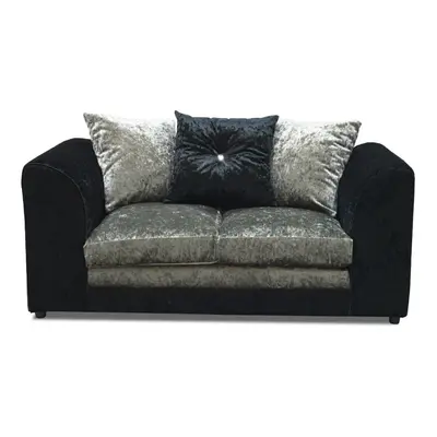 (Black-silver, seater) Leo Crushed Velvet & Seater Sofa Set