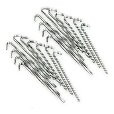 White Hinge 20x Heavy Duty 9" Metal Tent Pegs - Ideal For Gazebos, Ground Sheets, Football Nets,