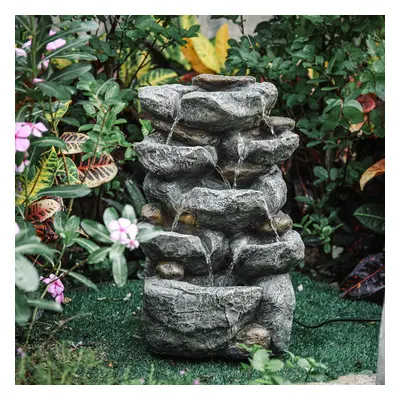 (Electric 220V Rock Pool 31*24*49cm) 220v Garden Patio Water Feature Cascading Water Fountain w 