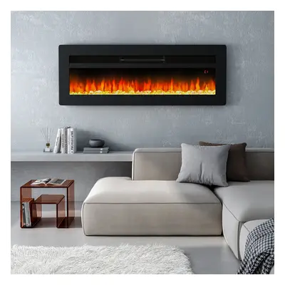 (Black 40inch) Living And Home LED Electric Wall Fireplace | Flame Colours with Freestanding Leg