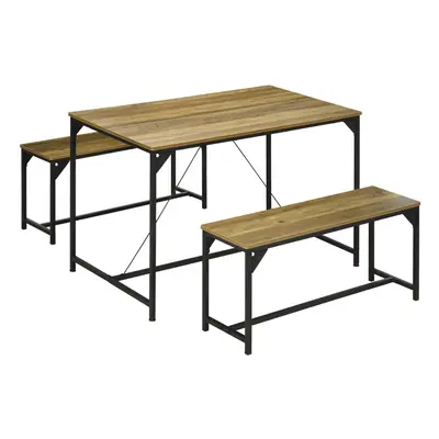 HOMCOM Dining Table and Bench Set for 4, Modern Kitchen Table & Benches