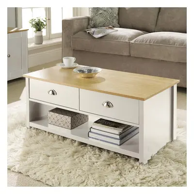 ((White)) Home Source Camden Two Tone Coffee Table Drawers