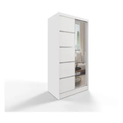 (Full White ) Easy Diego Sliding Door Wardrobe 100cm