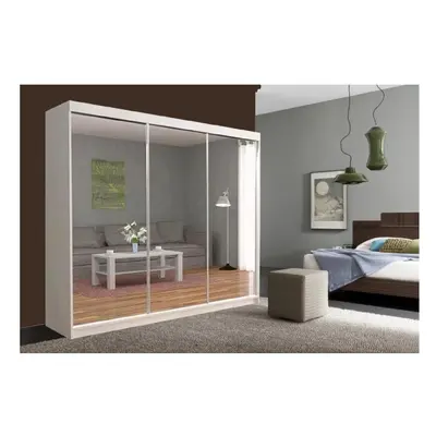 (White, cm) Sliding Mirror Door Wardrobe | Milan