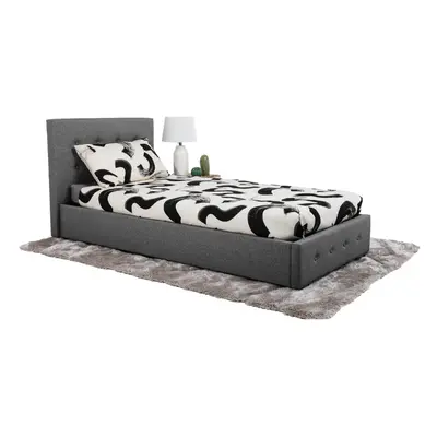 (3FT Single) Bath Ottoman Gas Lift Fabric Storage Bed in Grey