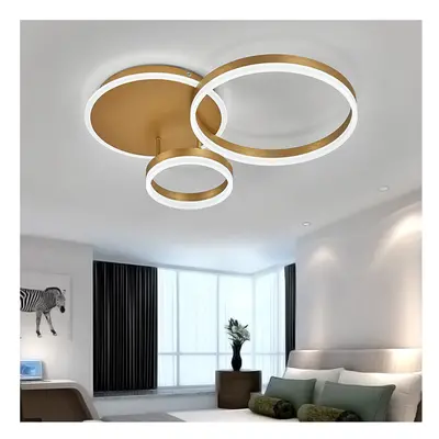 (3 Head - Cool White) LED Ceiling Light Gold Ring Aluminum Fixture Chandelier Lights