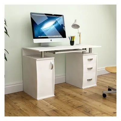 (White) Otley Drawer Computer Desk PC Office Workstation