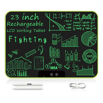 (23 Single Green) 23 Inch Rechargeable LCD Drawing Tablet Children's Toy Painting Tools Electron