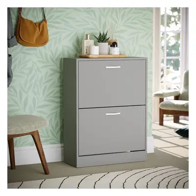 (Grey) Drawer Shoe Cabinet Pull Out Hallway Storage