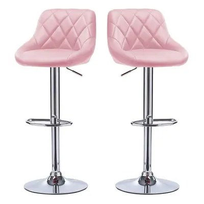 (PINK ) MOF X Faux Leather Bar Stools, Black or Grey, Kitchen Breakfast Bar B108