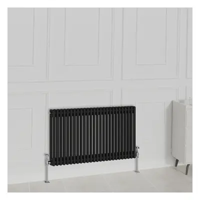 (600x1190mm-2 Column, Black) NRG Traditional Radiator Horizontal Vertical Cast Iron Style Double