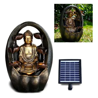 (SOLAR GOLDEN BUDDHA FOUNTAIN) GEEZY Solar LED Statues Home Decoration Outdoor Garden Water Feat