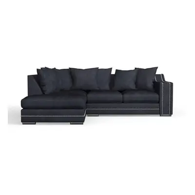 (Left Hand, Charcoal) Luxury Cruise Corner Sofa- Studded Arms