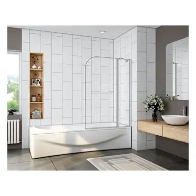 1000x1400mm Aica 180?Pivot Bath Shower Screen 5mm Satefy Clear Glass