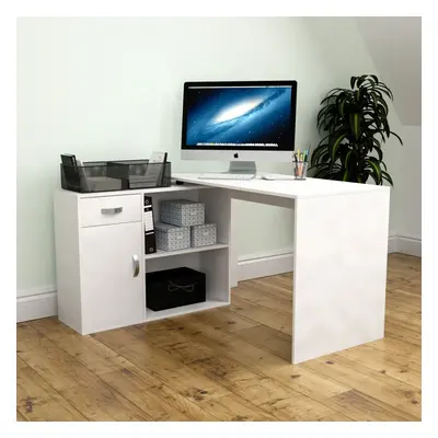 (White) Longton Computer Desk Corner Adjustable Shape