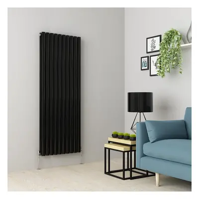 (1600 x 591mm Double, Black) Oval Tube Designer Radiator