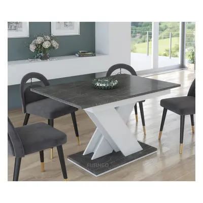 Furneo Modern Dining Table Extendable 120-160cm Grey Marble Effect Tavolo02 MDF