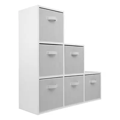 (6 White Drawers) Charles Jacobs White Tier Cube Storage Bookcase Shelf Display Unit with Choice