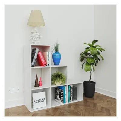 (No Drawers) Charles Jacobs White Tier Cube Storage Bookcase Shelf Display Unit with Choice of D