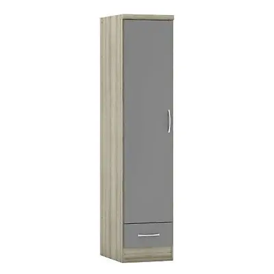 Nevada Door Drawer Wardrobe Grey Gloss and Oak Effect