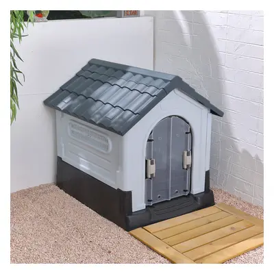 (70cm W x 84cm D x 76cm H) Weatherproof Plastic Dog House Kennel with Skylight and Door