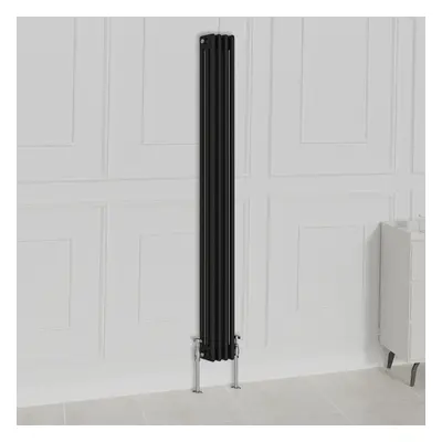 (1800x200mm-3 Column, Black) NRG Traditional Radiator Horizontal Vertical Cast Iron Style Double