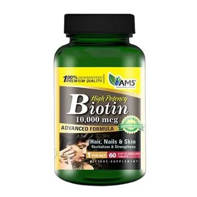 AMS Biotin 10,000mcg Tablets 60's Helps Strengthen Hair, Nourish Nails