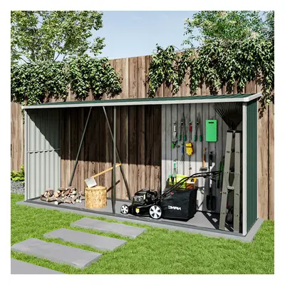 (Green) Zinc Steel Firewood Log Storage Shed