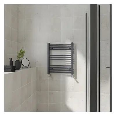 (Straight, 600x500mm) Warmehaus Heated Towel Rail Anthracite Bathroom Ladder Style Radiator Grey