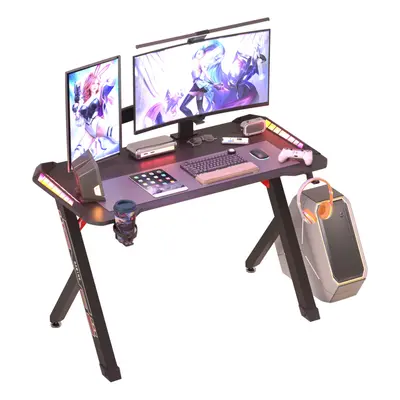 (L(120cmx60cm)) Modern RGB Led Lighted PC Computer Gaming Desk