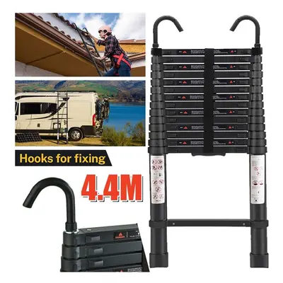 4.4M Extendable Aluminium Telescopic Ladder Heavy Duty w/Hook