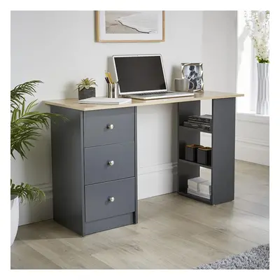 (Camden Drawer Desk Graphite) Camden Computer Desk Drawer and Storage Shelves