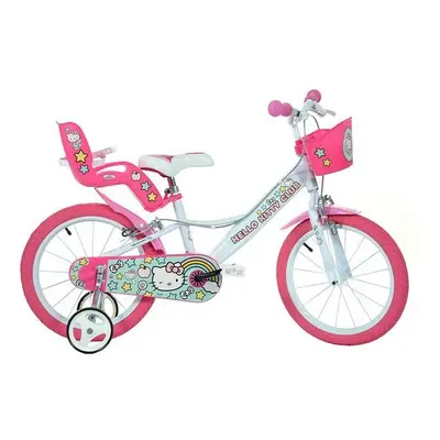 (16" Wheel) Dino Hello Kitty White Girls Bike w/ Doll Carrier