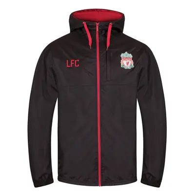 (Black, Large) Liverpool FC Official Football Gift Mens Shower Jacket Windbreaker