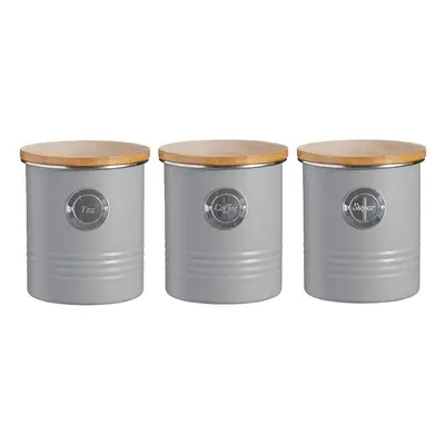 (Tea Coffee Sugar Set ) Grey Tea Coffee Sugar Cookies & Bread Bin Jar