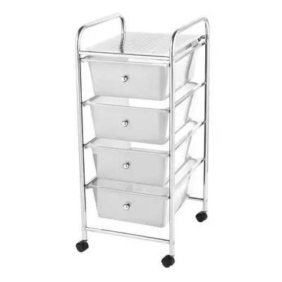 (Clear) DRAWER CHROME STORAGE TROLLEY ON WHEELS