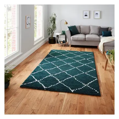 (160x230cm) Modern Royal Nomadic Rugs in Dark Green Shaggy Thick Soft Carpets