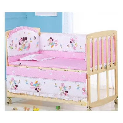 (pink micky) Infant Bedding Set- Cotton Crib Bumpers