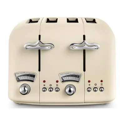 De'Longhi Argento Flora 4-Slice Wide Slot Toaster with Extra Lift - Beige/Chrome